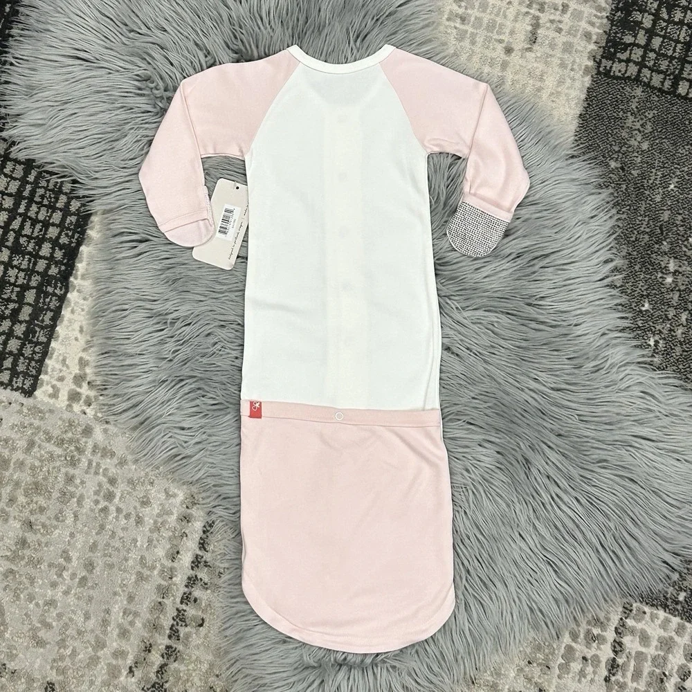 Goumi‎ Kids JAMMS Organic Bamboo Cotton Baby Long Sleeve Gown Bodysuit Pink 3/6M